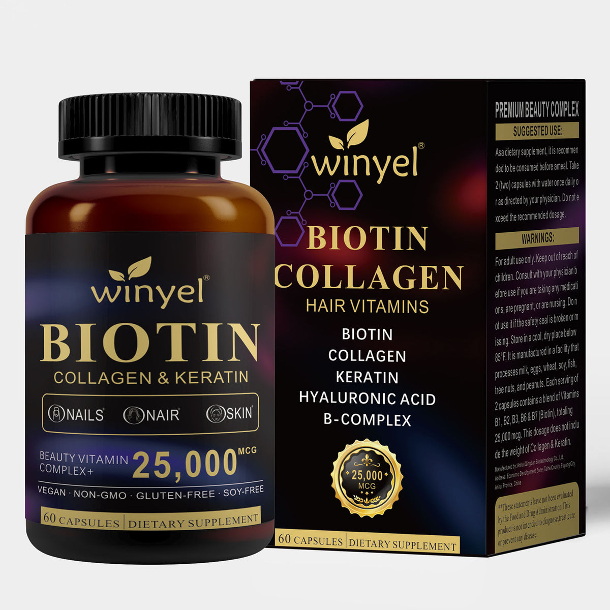 Biotin 25000 mcg capsules for women and men 