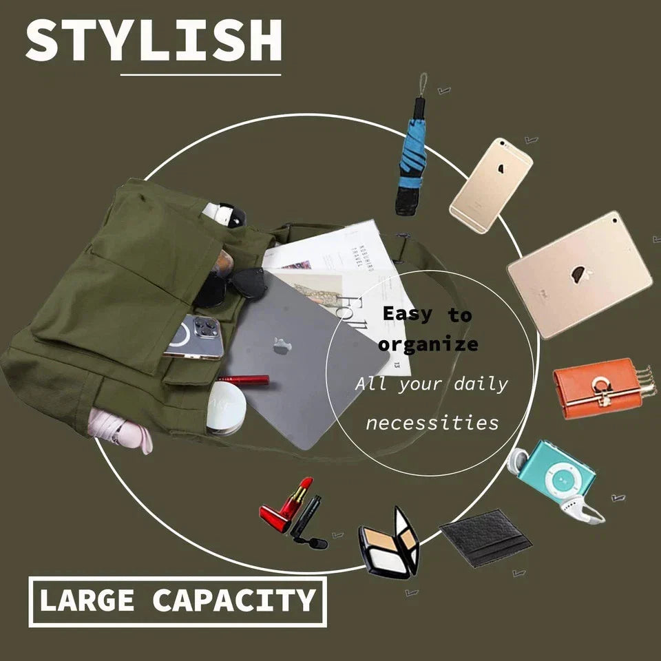 Canvas Messenger Bag – Vintage Crossbody Shoulder Bag for Everyday Carry