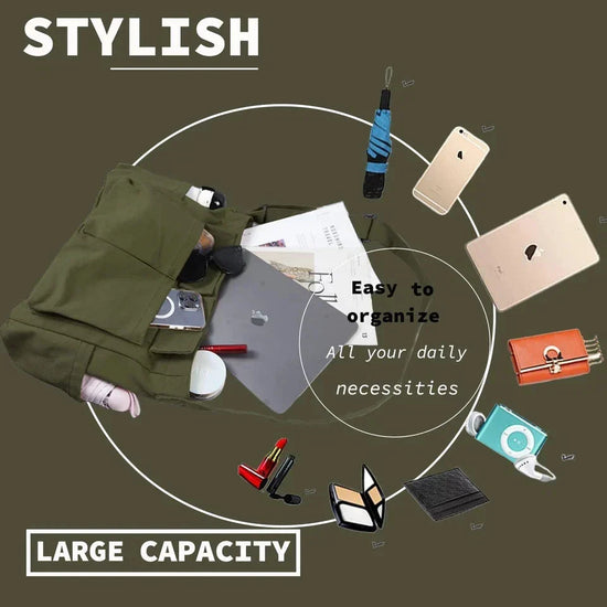 Canvas Messenger Bag – Vintage Crossbody Shoulder Bag for Everyday Carry